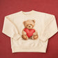 Valentine's Day Teddy Bear Crewneck Sweatshirt or Romper - Red or Cream
