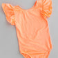 Neon Coral S/S Flutter Sleeve Leotard