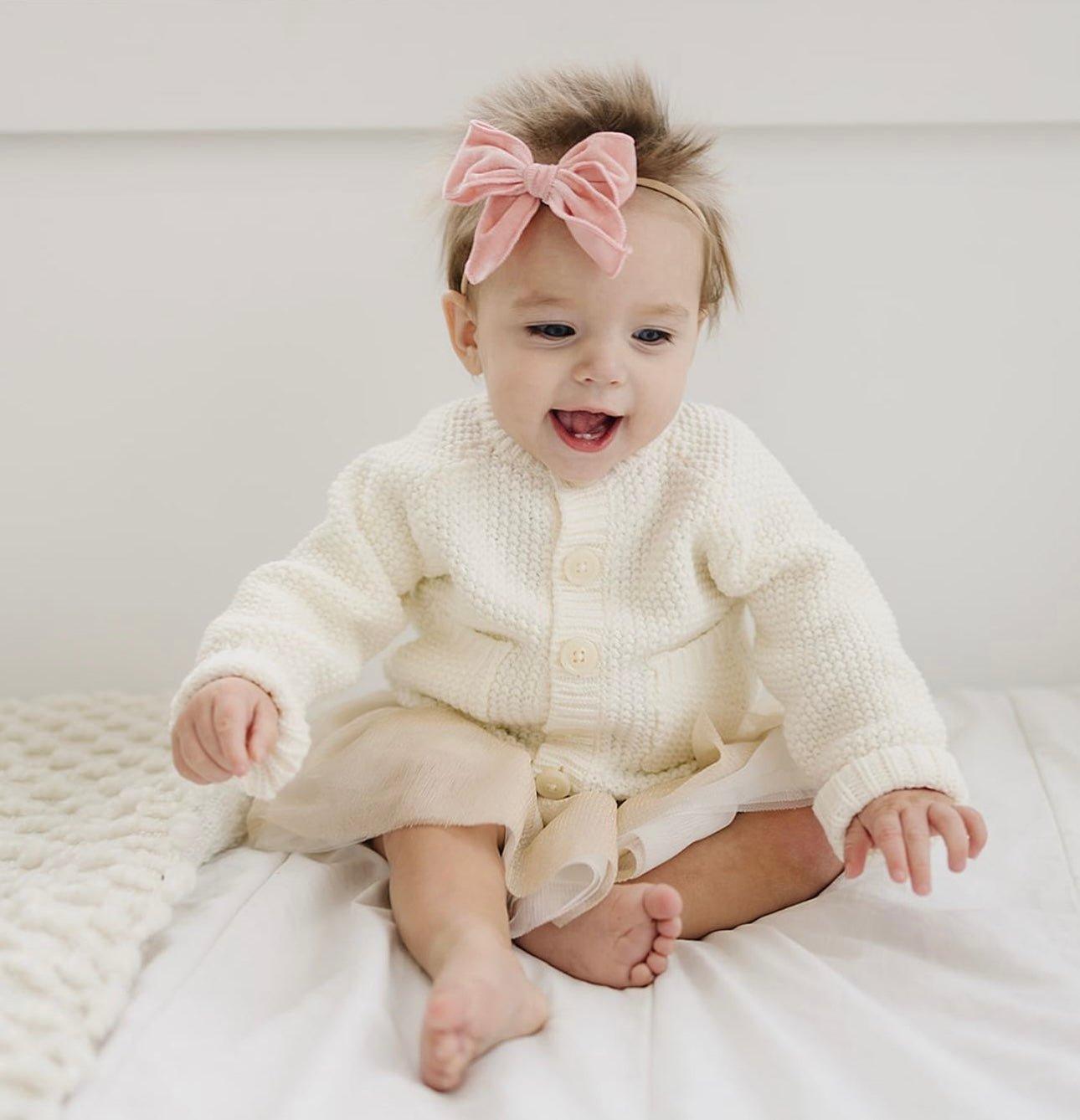 Baby Pink Velvet Bow - Little Joy Co.