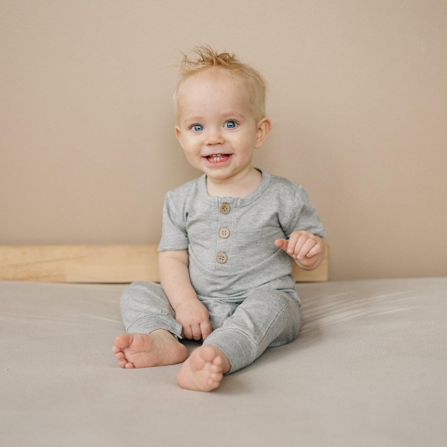 Bamboo Henley Romper - Little Joy Co.