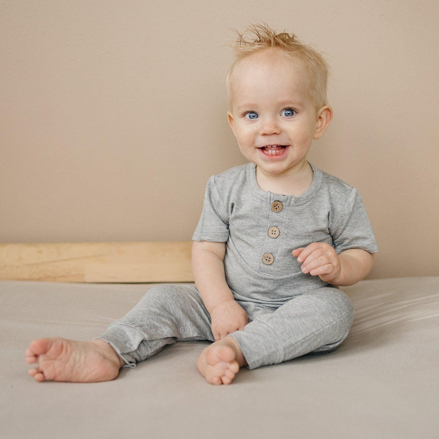 Bamboo Henley Romper - Little Joy Co.