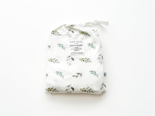 Bamboo Changing Pad Cover - Green Leaves