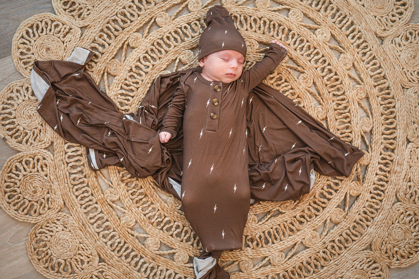 Bamboo Stretch Swaddle - Brown Lightning