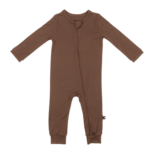 Larkspur Baby Zip Romper in Chestnut