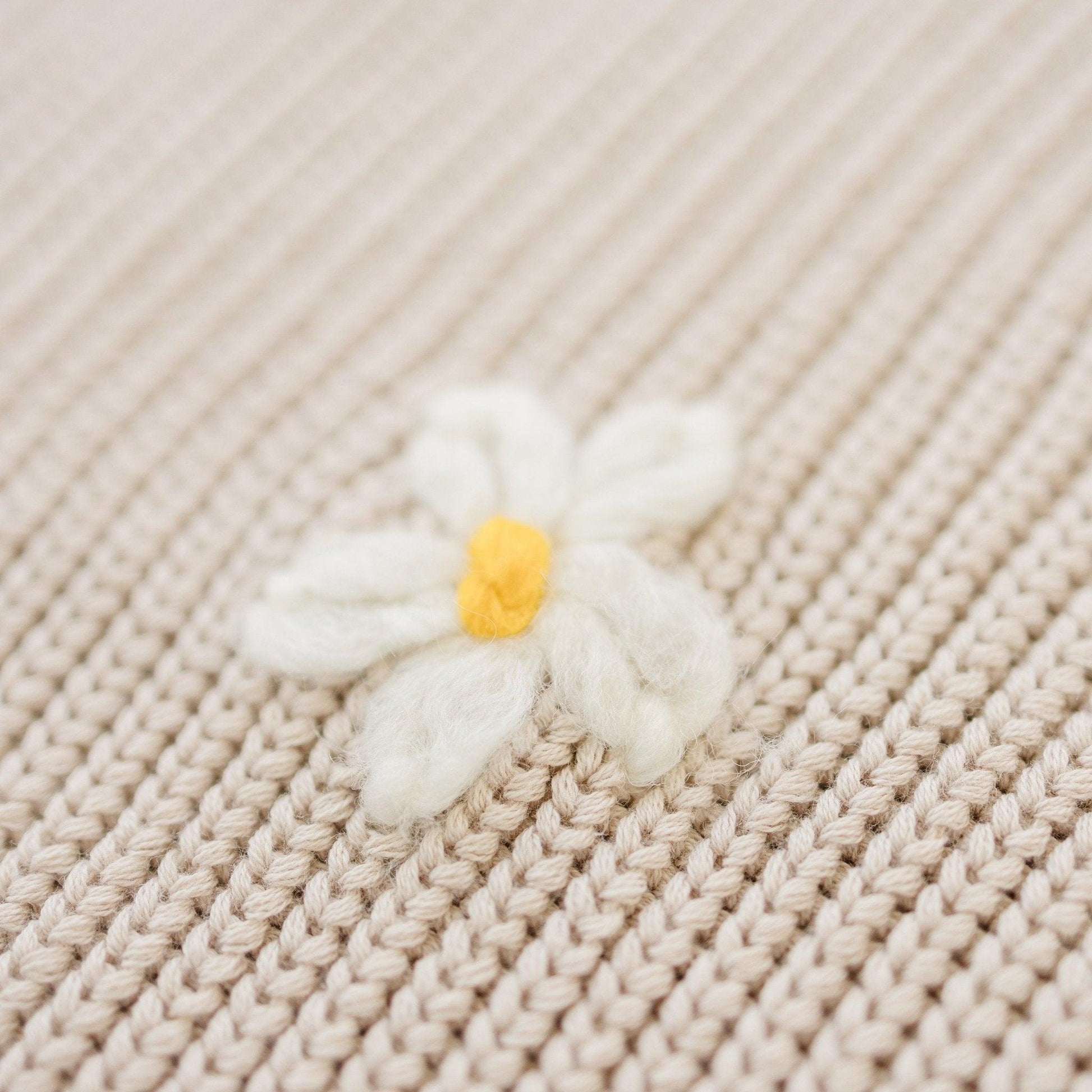 Beige Daisy Hand Embroidered Sweater - Little Joy Co.