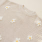 Beige Daisy Hand Embroidered Sweater - Little Joy Co.