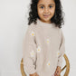 Beige Daisy Hand Embroidered Sweater - Little Joy Co.