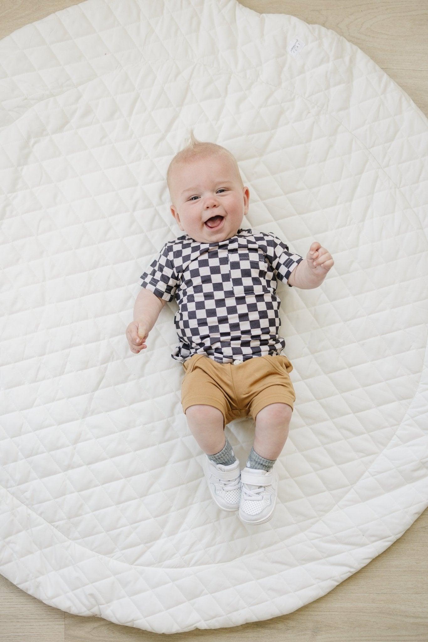 Black Checkered Bamboo Tee - Little Joy Co.