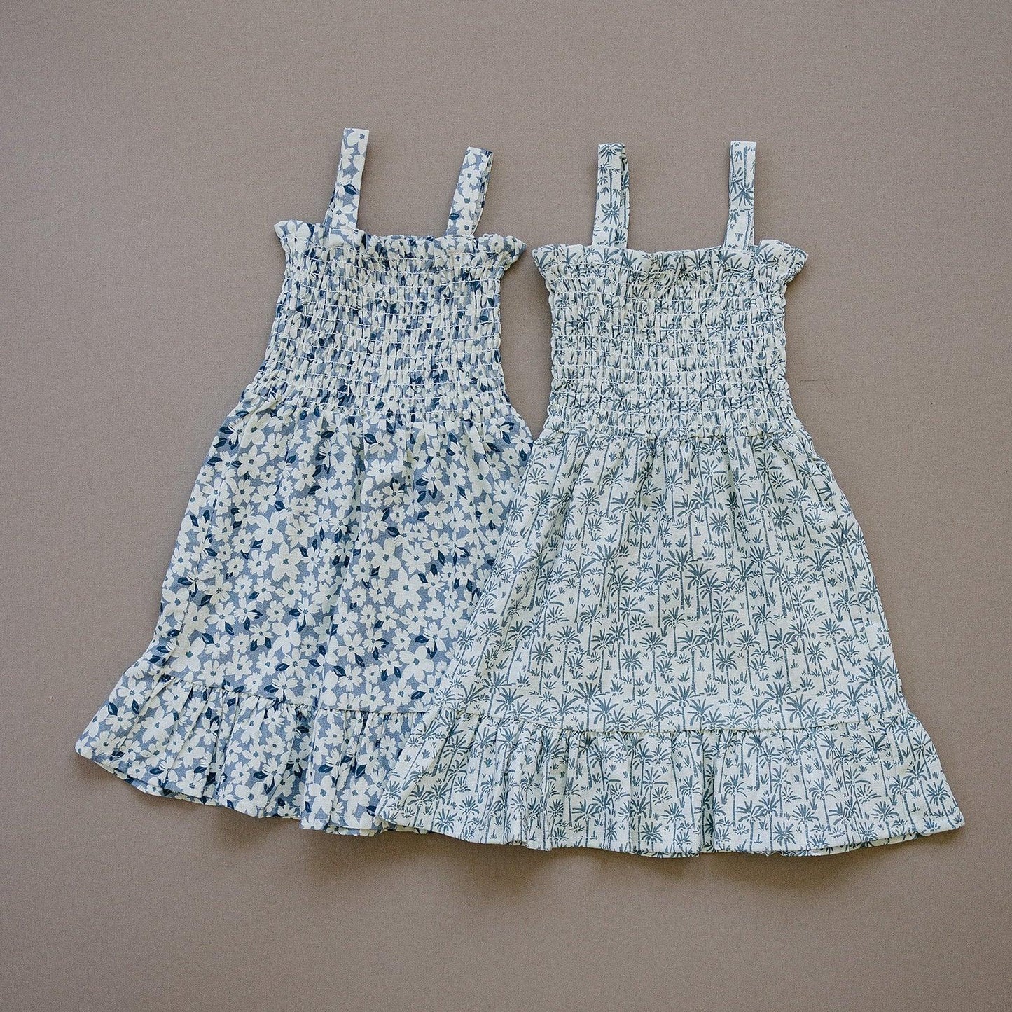 Blue Floral Linen Dress - Little Joy Co.