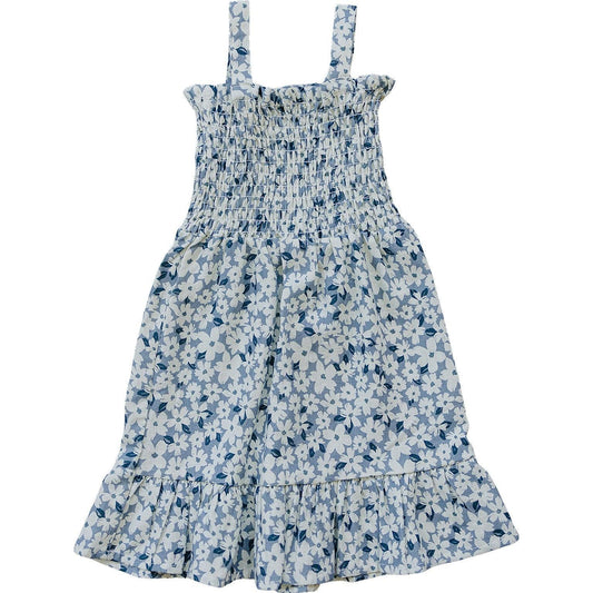 Blue Floral Linen Dress - Little Joy Co.