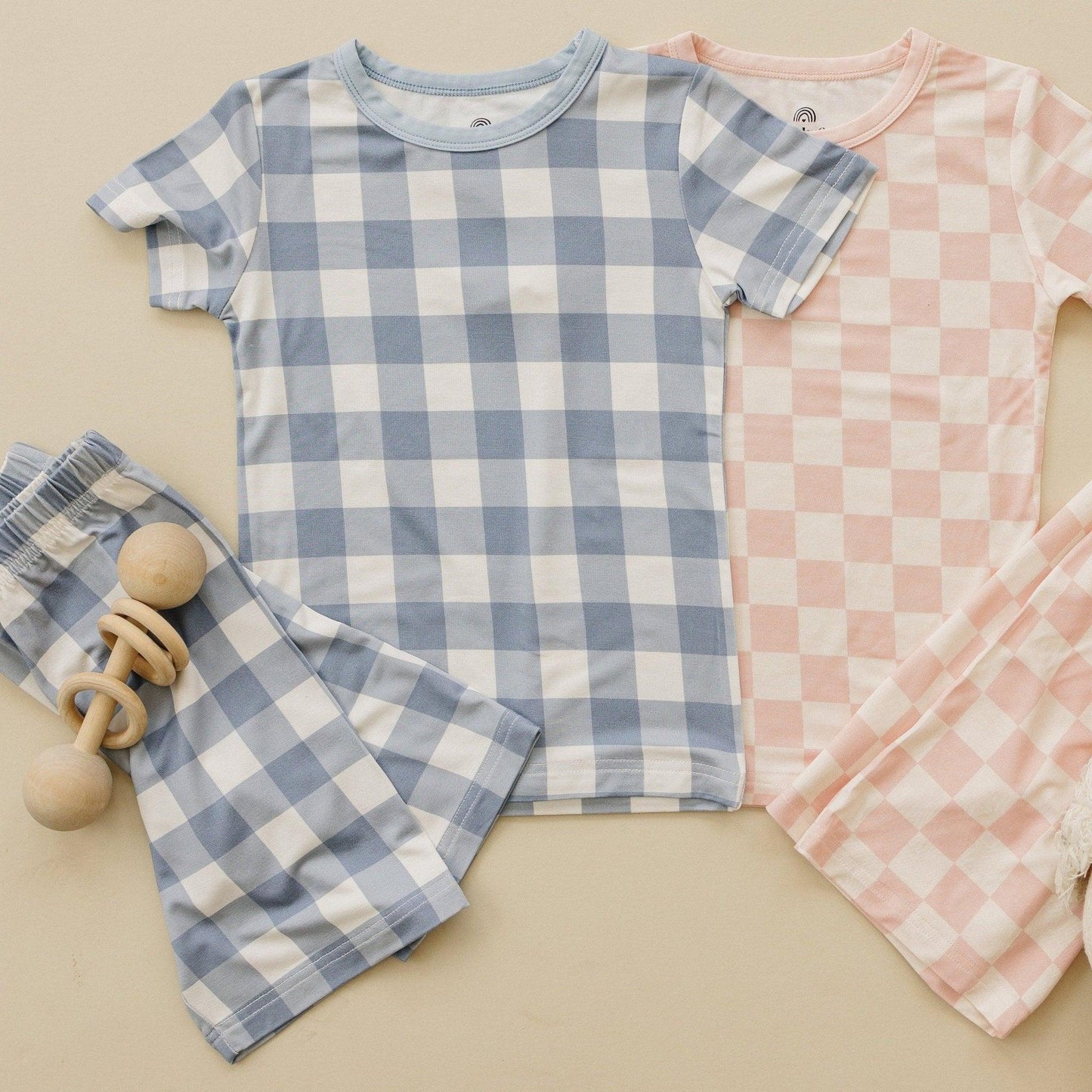 Blue Gingham 2pc Bamboo Pajamas *see size notes - Little Joy Co.