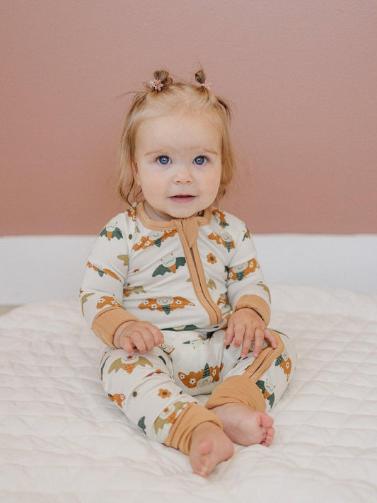 Boho Bats Bamboo Zippy Romper - Little Joy Co.