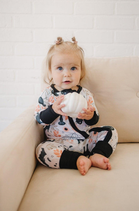 Boo Bash Halloween Bamboo Zippy Romper - Little Joy Co.