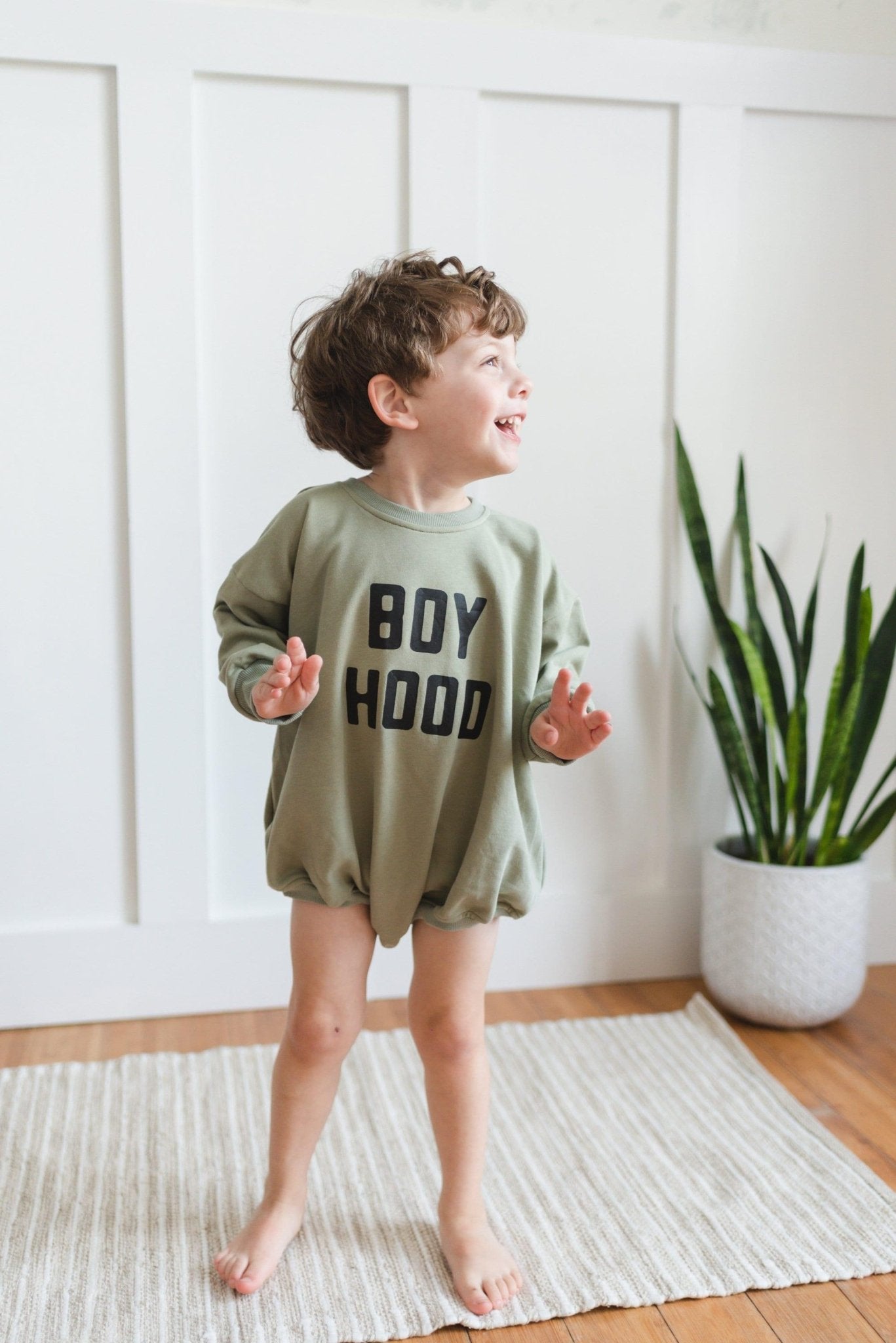 Boy Hood Sweatshirt Romper - more colors - Little Joy Co.