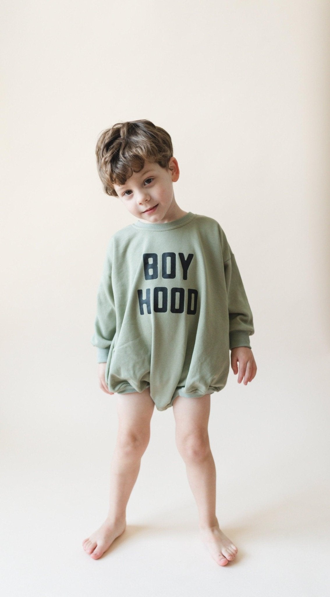 Boy Hood Sweatshirt Romper - more colors - Little Joy Co.