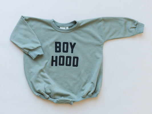 Boy Hood Sweatshirt Romper - more colors - Little Joy Co.