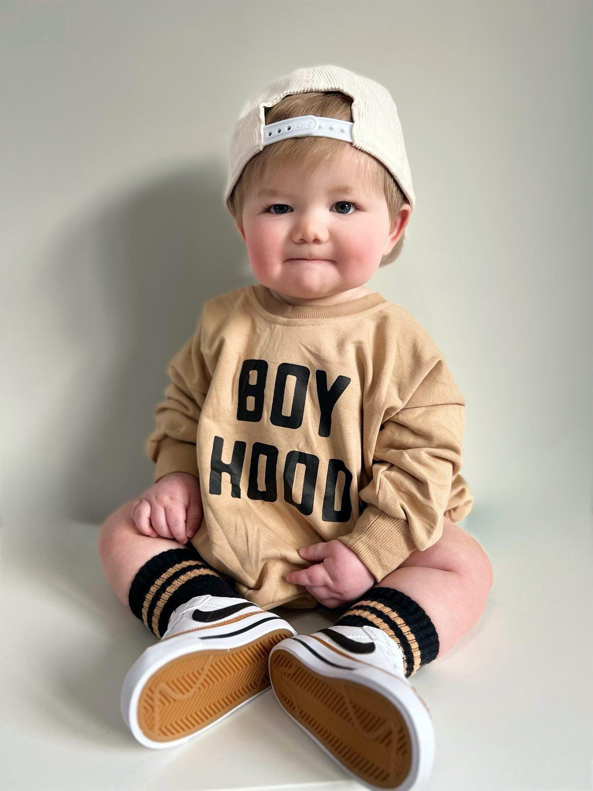 Boy Hood Sweatshirt Romper - more colors - Little Joy Co.