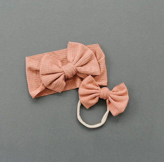 Burnt Orange Ribbed Bow Headband - Little Joy Co.