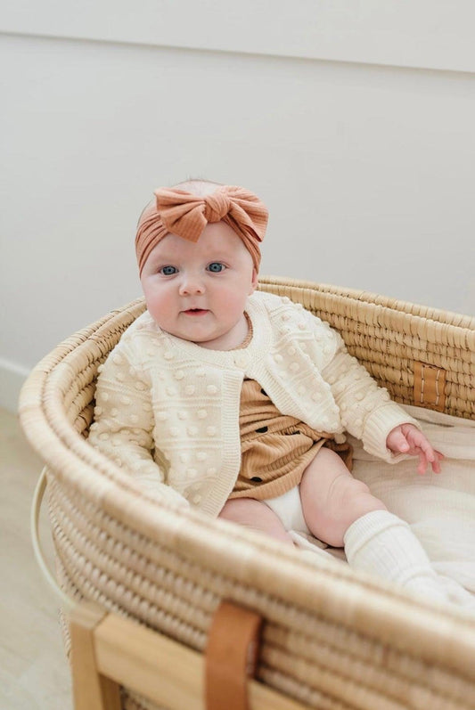 Burnt Orange Ribbed Bow Headband - Little Joy Co.