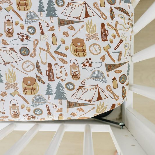 Camping Trip Bamboo Stretch Crib Sheet - Little Joy Co.