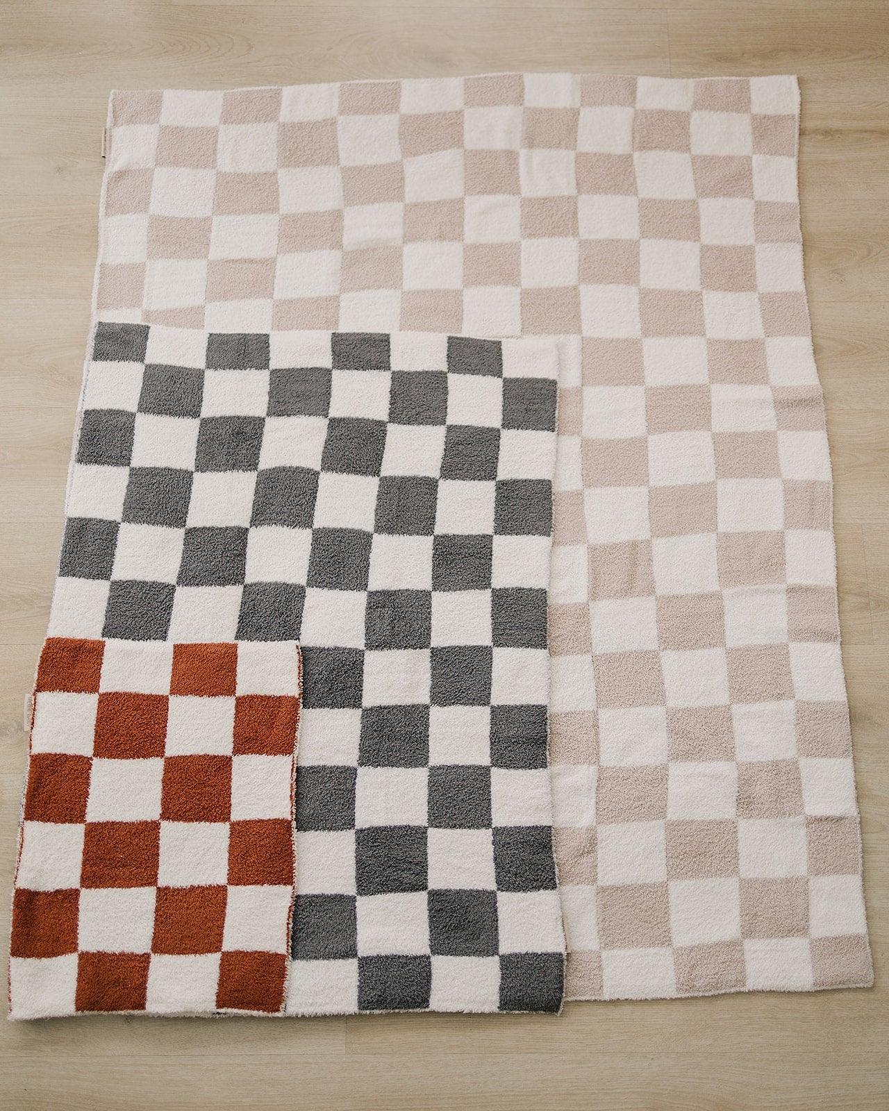 Charcoal Checkered Plush Blanket - Little Joy Co.