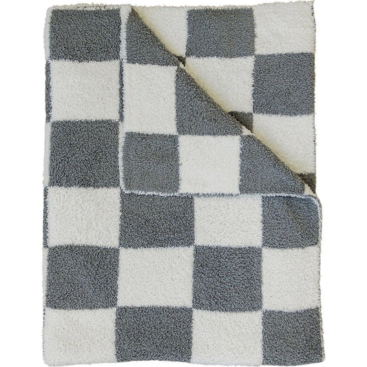 Charcoal Checkered Plush Blanket - Little Joy Co.