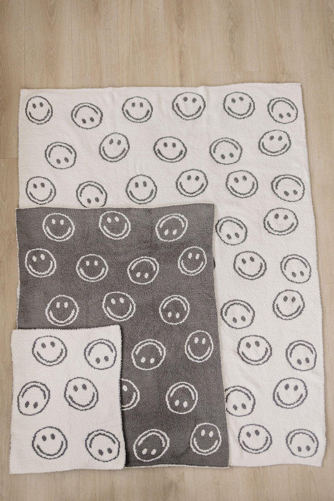 Charcoal Smiley Plush Blanket - Little Joy Co.