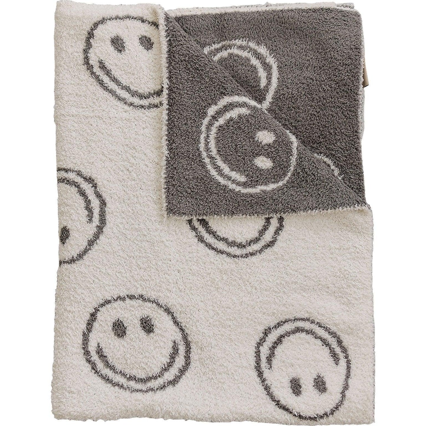 Charcoal Smiley Plush Blanket - Little Joy Co.