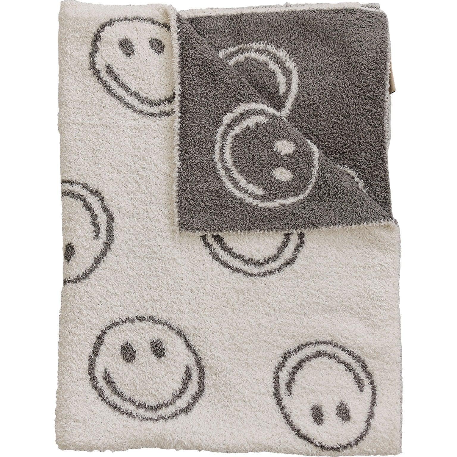 Charcoal Smiley Plush Blanket - Little Joy Co.