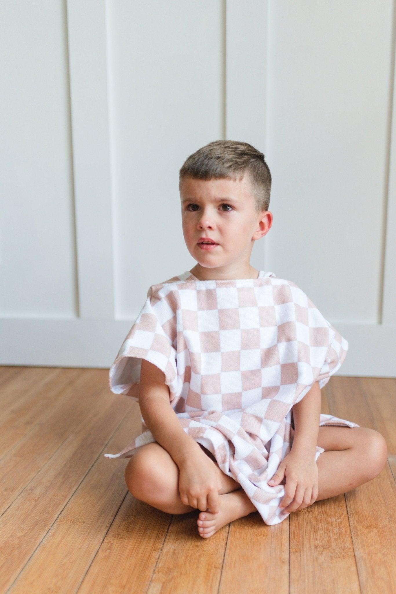 Checkered Beach Towel Poncho - Little Joy Co.