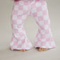 Checkered Flare Pants | Pink