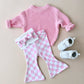 Checkered Flare Pants | Pink