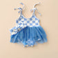 Checkered Headband | Blue