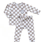 Checkered Smiley Lounge Set | Latte