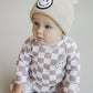 Checkered Smiley Lounge Set | Latte