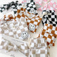 Checkered Smiley Lounge Set | Latte