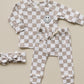 Checkered Smiley Lounge Set | Latte