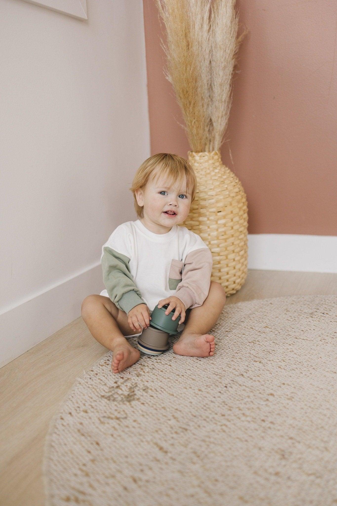 Colorblock Sweatshirt Romper - more colors - Little Joy Co.