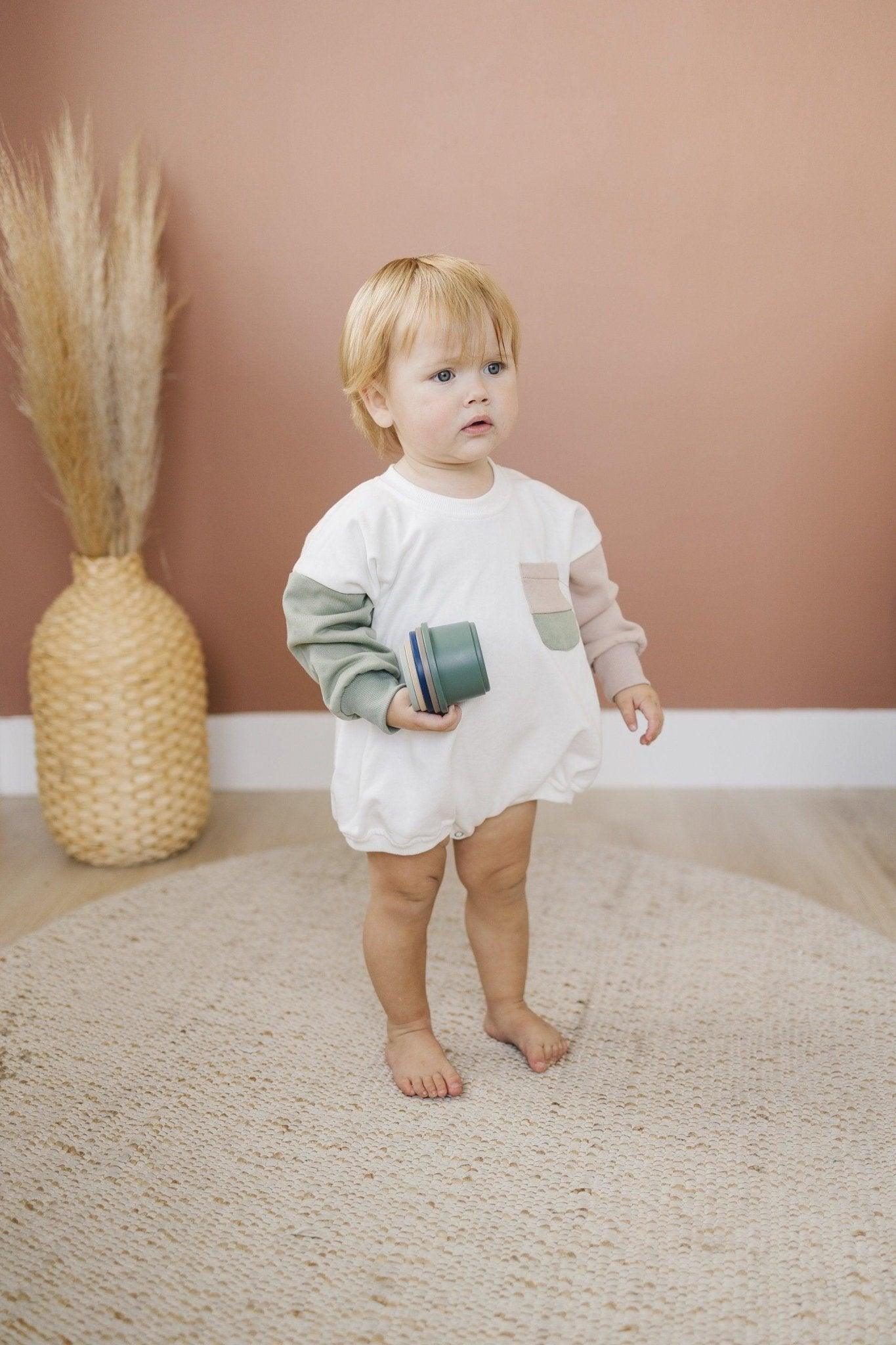 Colorblock Sweatshirt Romper - more colors - Little Joy Co.