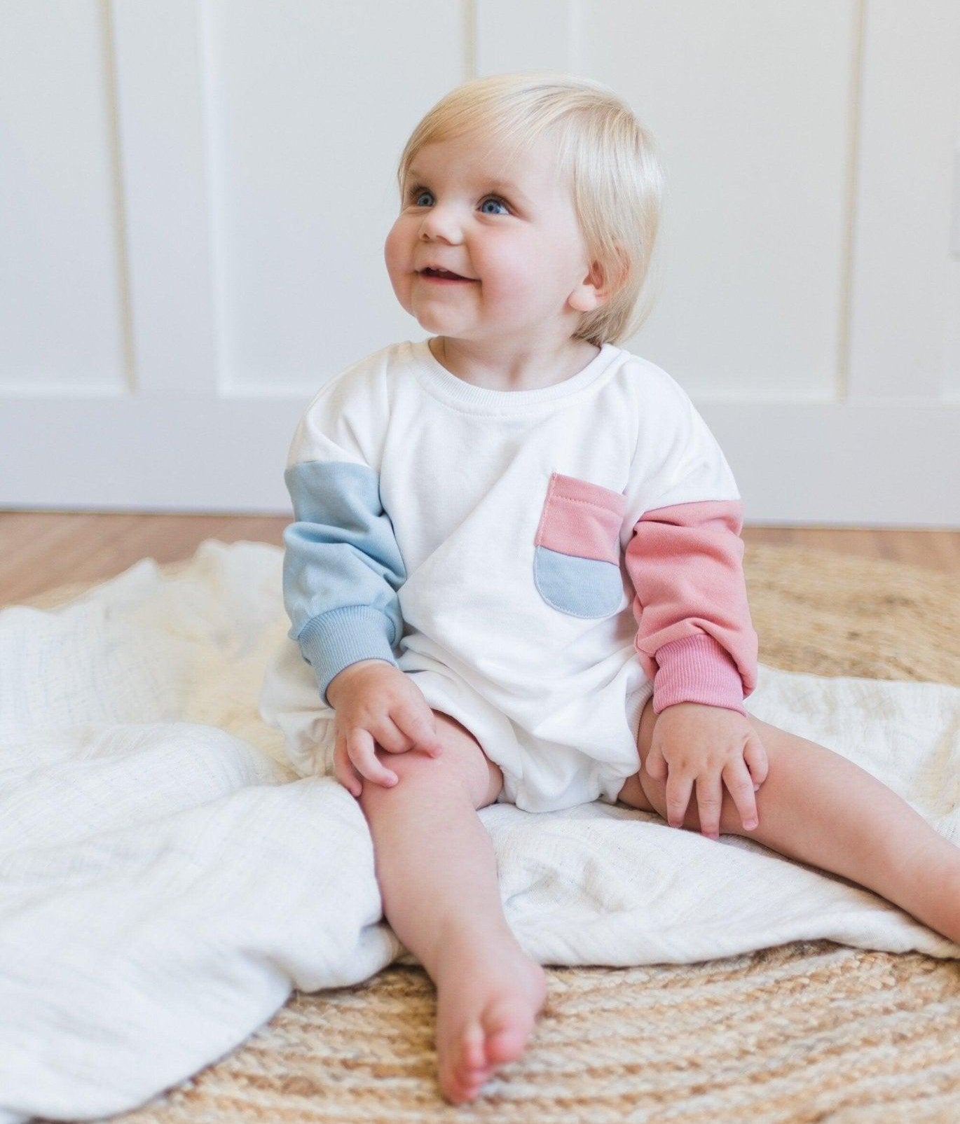 Colorblock Sweatshirt Romper - more colors - Little Joy Co.