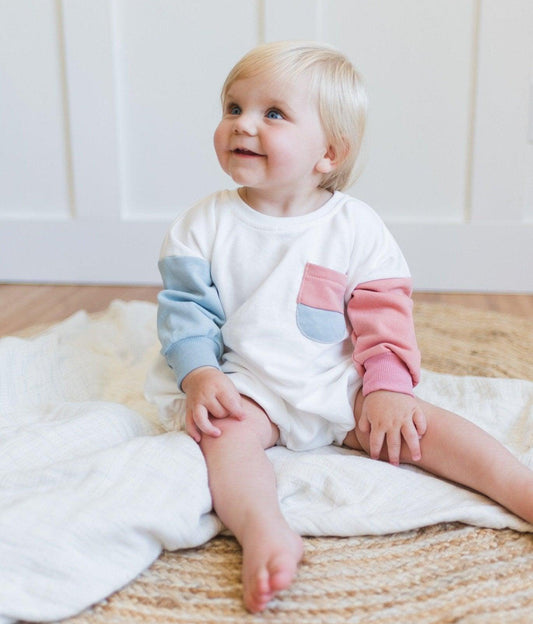 Colorblock Sweatshirt Romper - more colors - Little Joy Co.