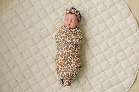 Cream Magnolia Bamboo Stretch Swaddle - Little Joy Co.