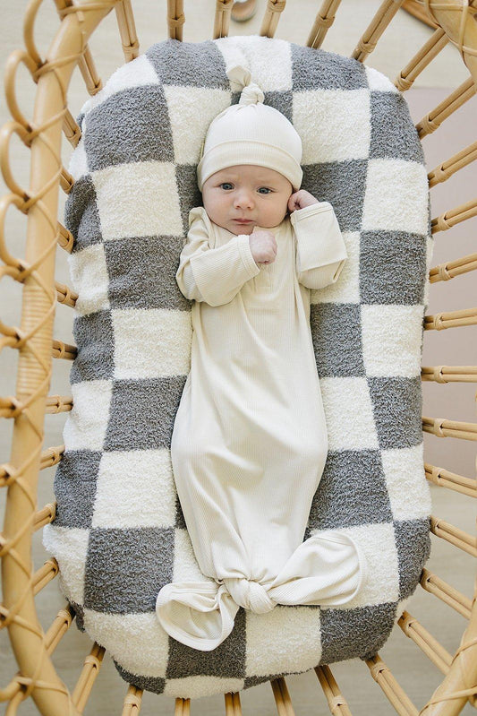 Cream Ribbed Bamboo Knot Gown - Little Joy Co.