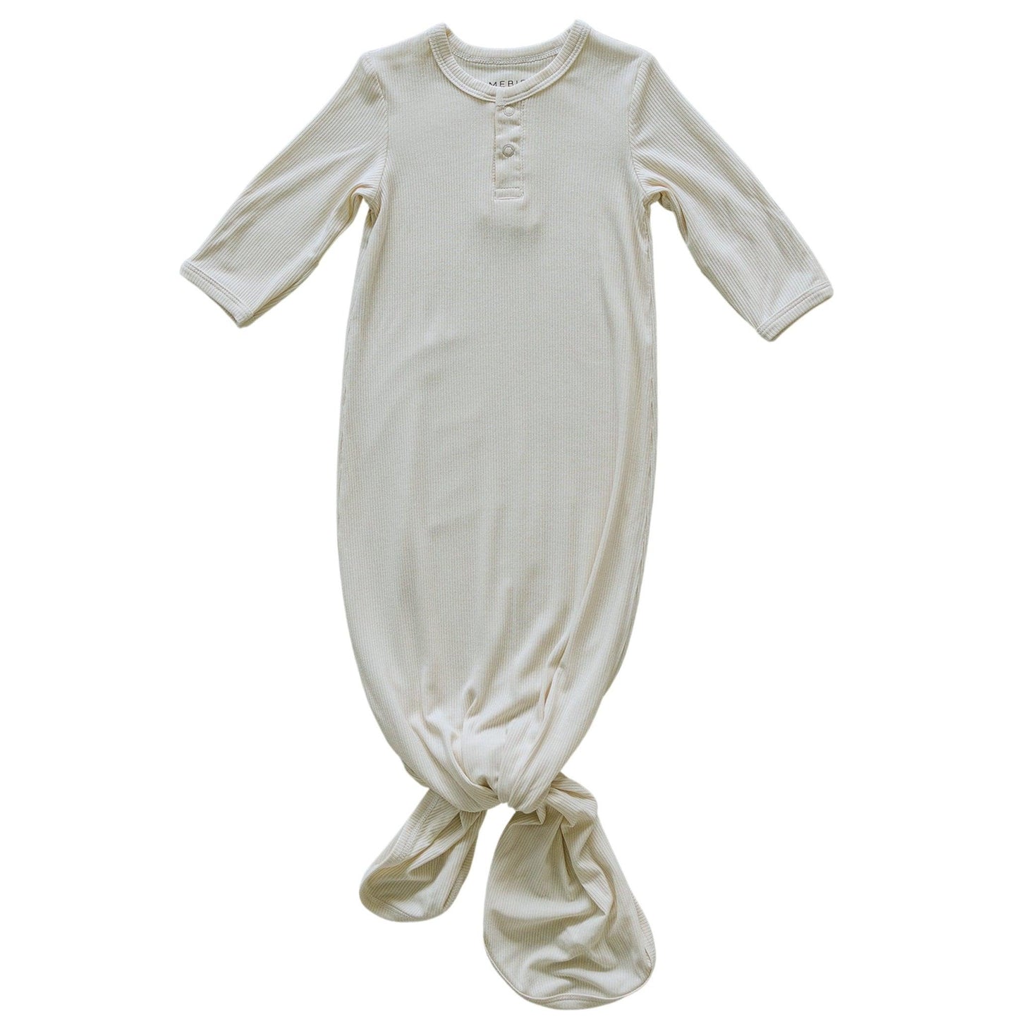 Cream Ribbed Bamboo Knot Gown - Little Joy Co.