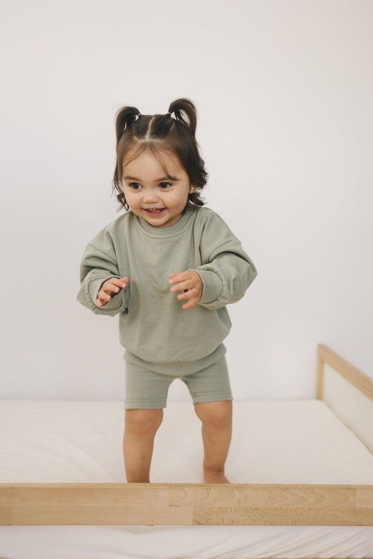 Crewneck Sweatshirt & Bike Shorts Set - Little Joy Co.