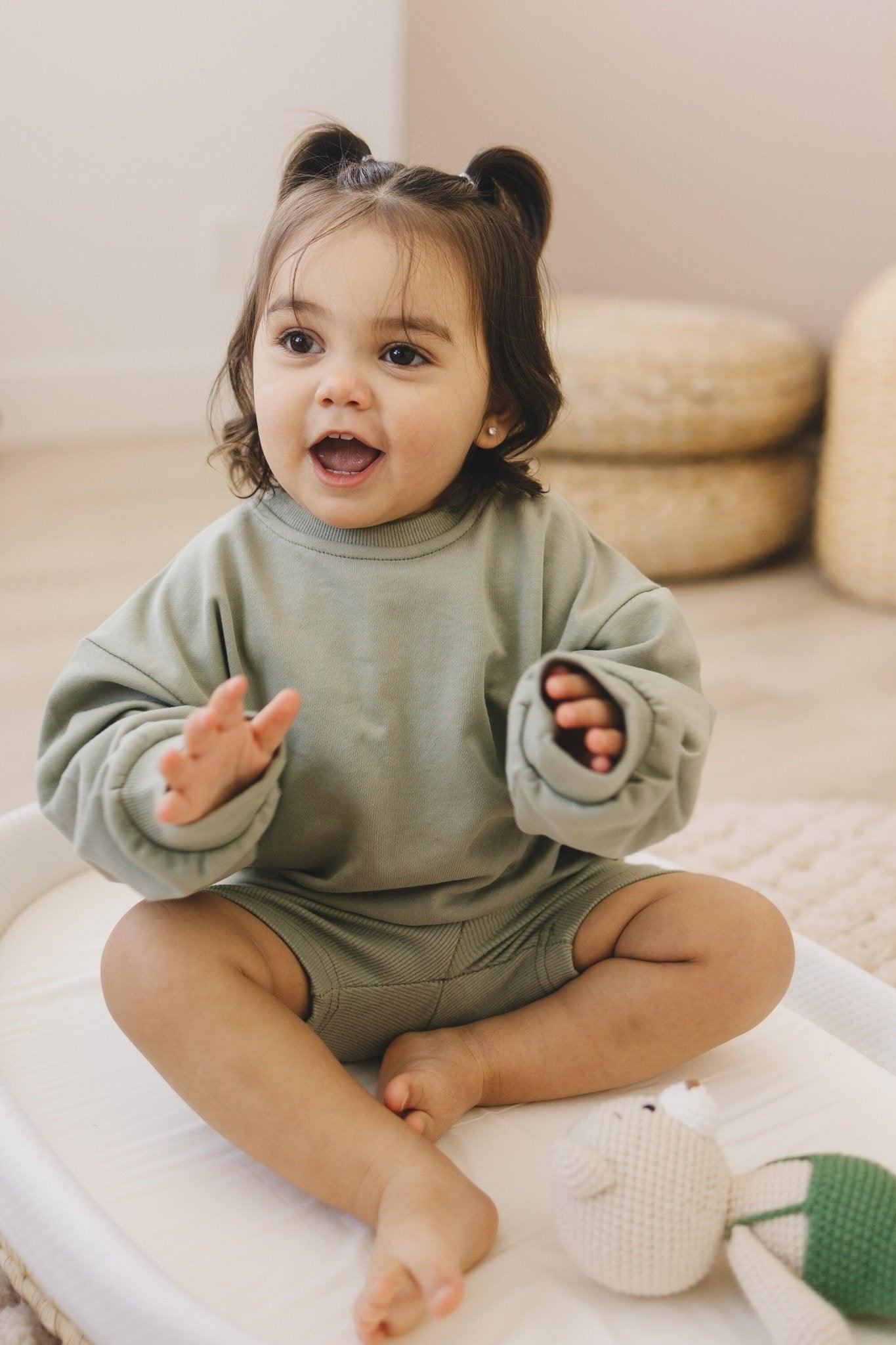 Crewneck Sweatshirt & Bike Shorts Set - Little Joy Co.