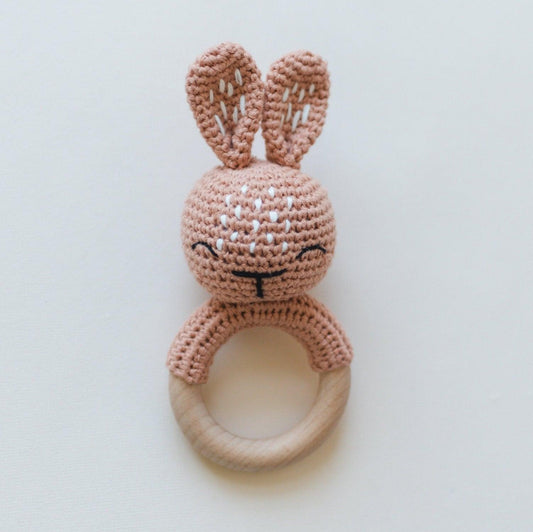 Crocheted Bunny Rattle - Little Joy Co.