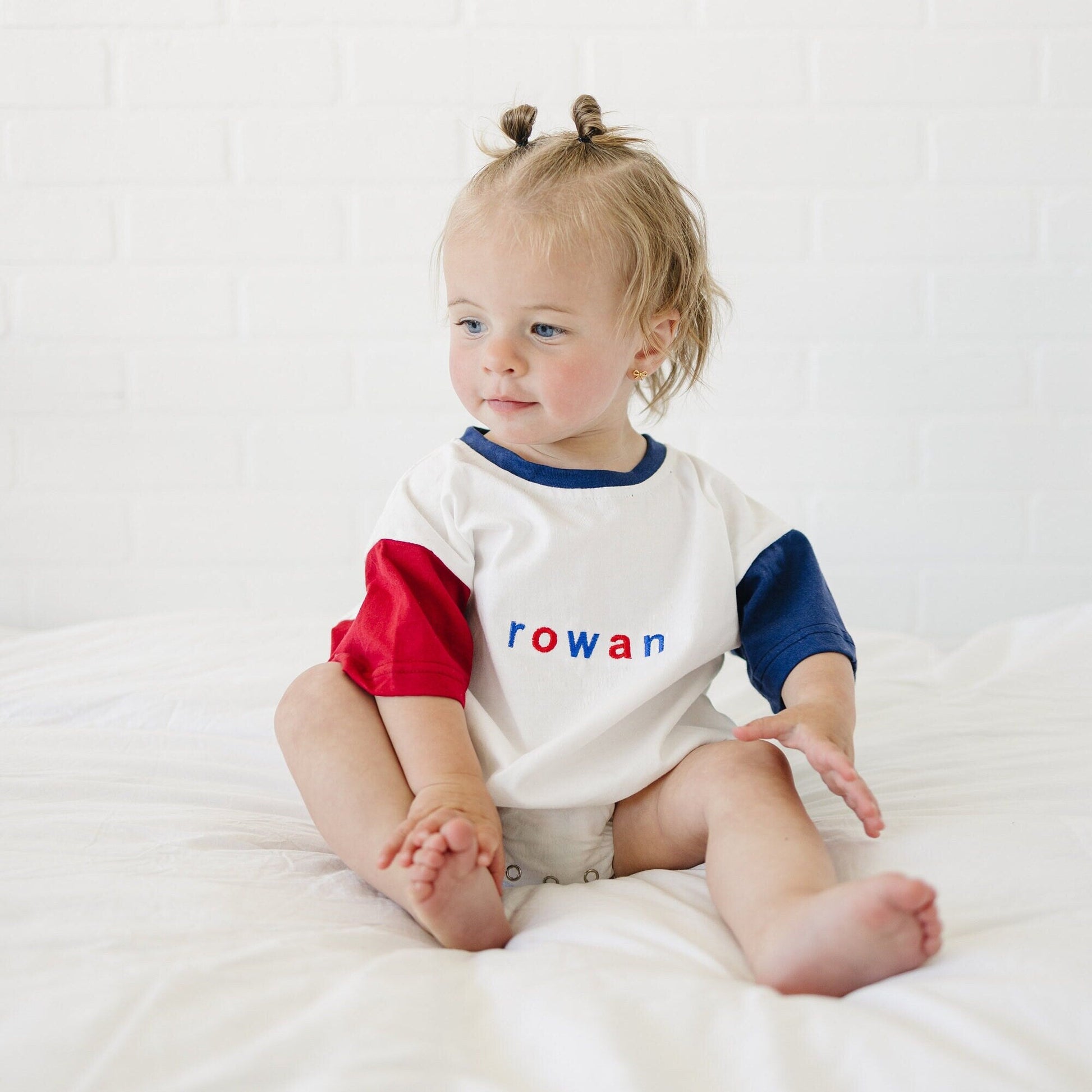 Custom 4th of July Embroidered Colorblock T - Shirt Romper **No longer guaranteed to arrive by the 4th!** - Little Joy Co.