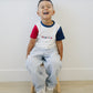 Custom 4th of July Embroidered Colorblock Tee **No longer guaranteed to arrive by the 4th!** - Little Joy Co.