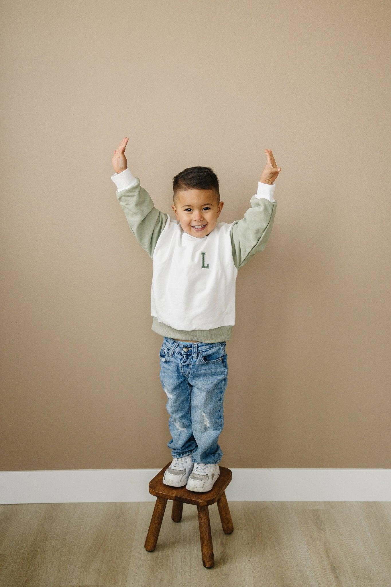 Custom Embroidered Colorblock Crewneck - more colors - Little Joy Co.